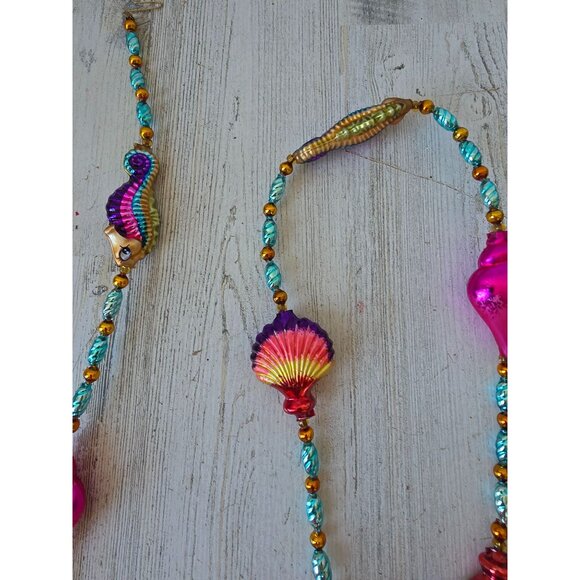 Radko seaside greetings seahorse shell Garland RARE Xmas glass tropical pink rai - Picture 4 of 15